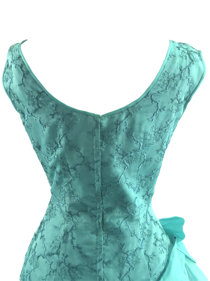 Vintage 1950s -1960s Jade Green Dropped Waist Party Dress