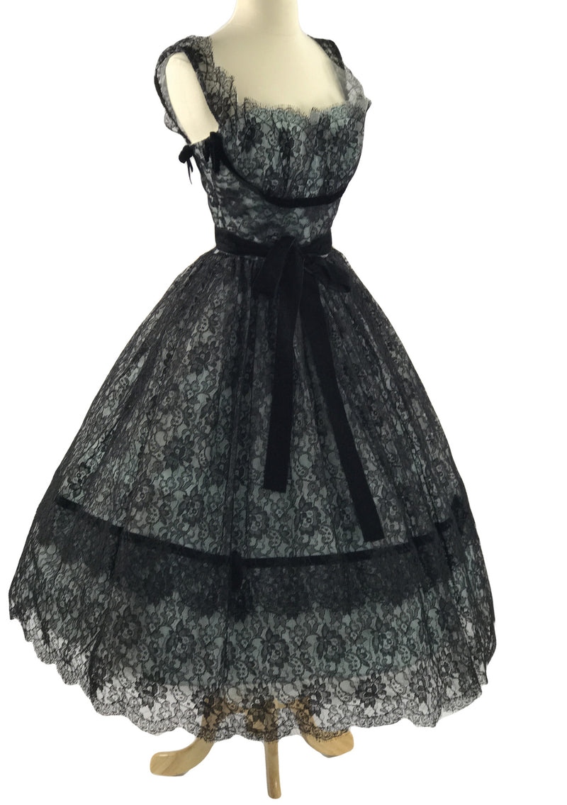 Exceptional Vintage 1950s Black Lace Party Dress - New!