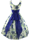 1950s Blue Cabbage Roses Party Dress - New!