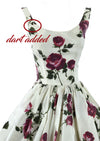 Stunning 1950s Sculptured Magenta Roses Cocktail Dress- New!