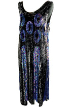 Vintage 1920s Black & Blue Sequins Party Dress  - New!