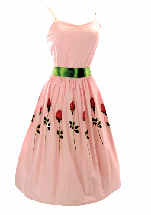 1950's -1960s Pink Roses Cotton Sun Dress  - New!