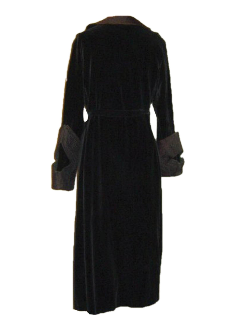 Sophisticated 1930s Art Deco Black Velvet Coat
