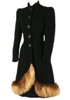 Late 1930s - Early 1940s Black Wool Coat with Fur Trim - New!