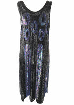 Vintage 1920s Black & Blue Sequins Party Dress  - New!