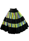 Vintage 1950s Black & Rainbow Stripes Cotton Skirt - New!