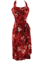 Vintage 1950s Red Hibiscus Sarong Dress  - New!