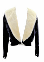Vintage 1950 Black Cashmere Cardigan with Mink- New