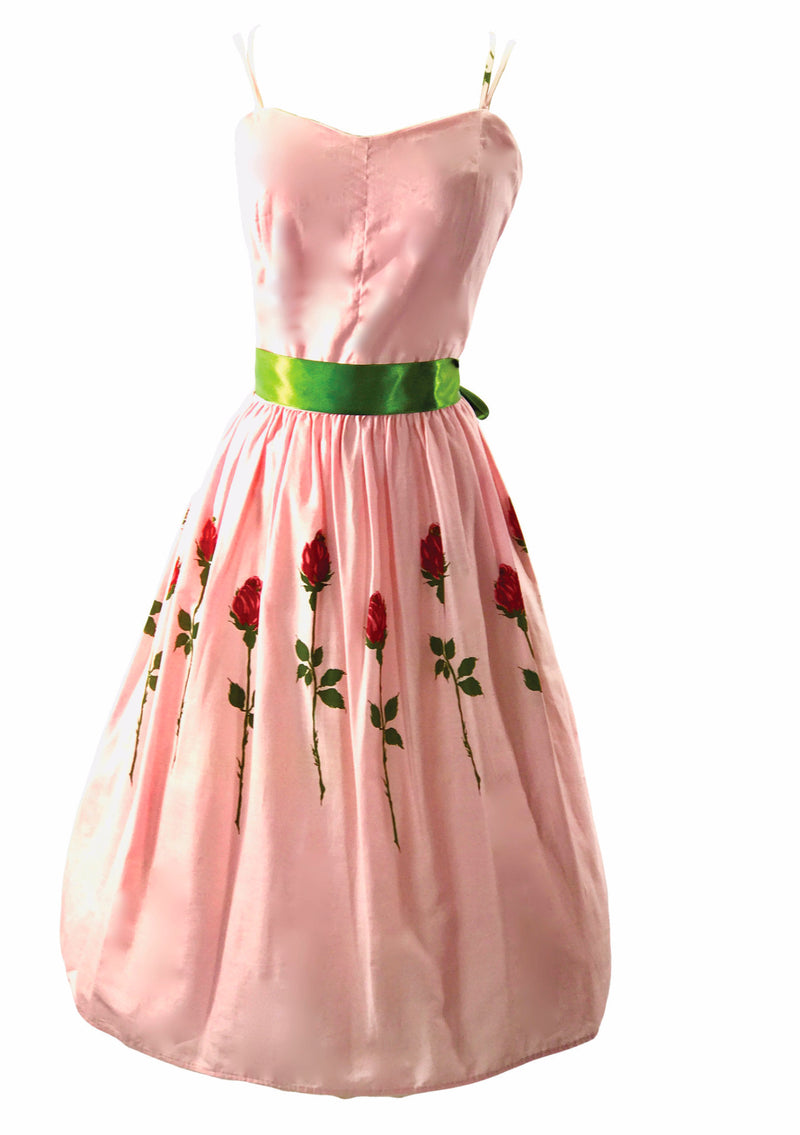 1950's -1960s Pink Roses Cotton Sun Dress  - New!