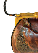 Vintage 1920s Tooled Leather Handbag with Bakelite Frame - New!