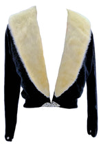 Vintage 1950 Black Cashmere Cardigan with Mink- New