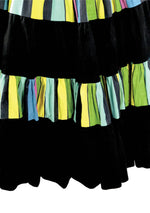 Vintage 1950s Black & Rainbow Stripes Cotton Skirt - New!