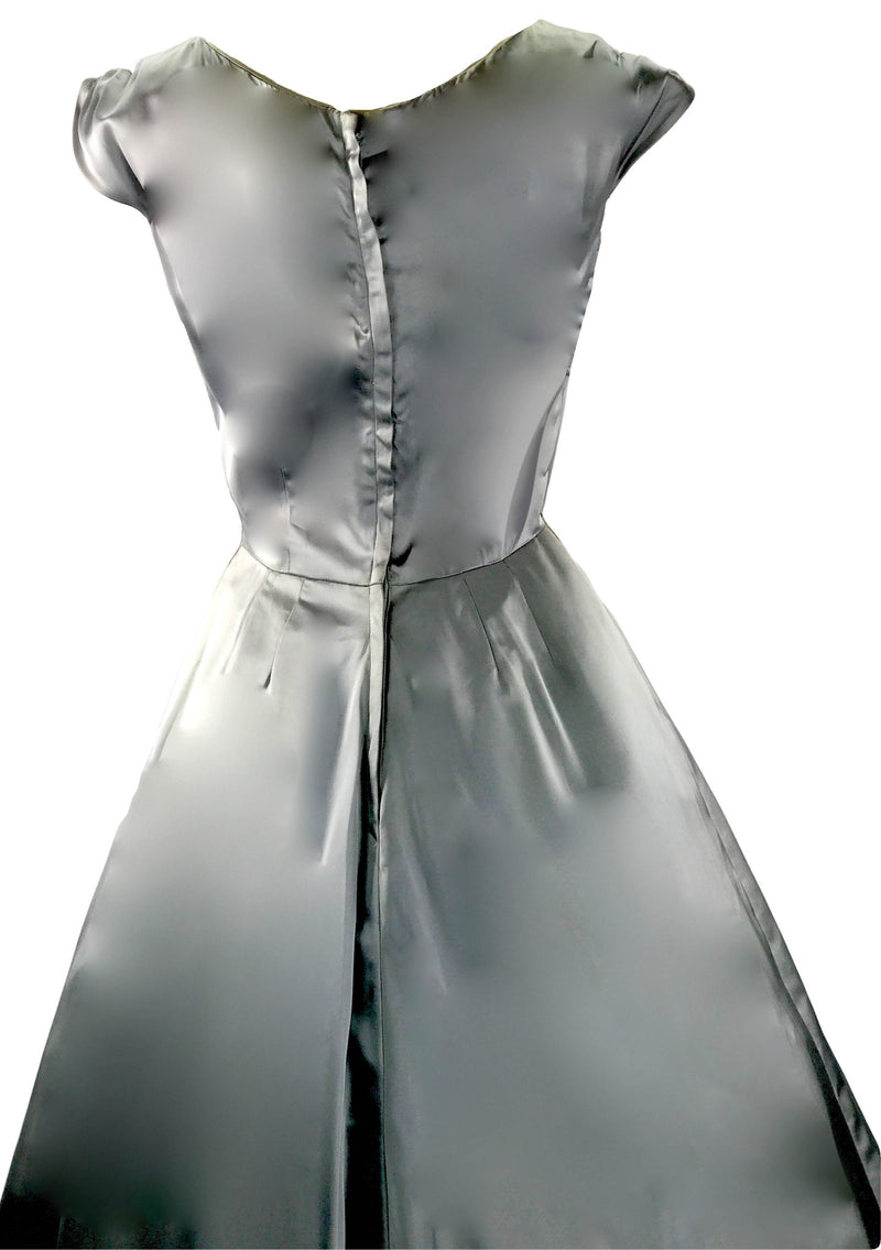 Vintage 1950s Silver Satin Applique Party Dress - New! (ON HOLD)