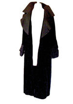 Sophisticated 1930s Art Deco Black Velvet Coat