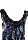 Vintage 1920s Black & Blue Sequins Party Dress  - New!