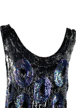 Vintage 1920s Black & Blue Sequins Party Dress  - New!