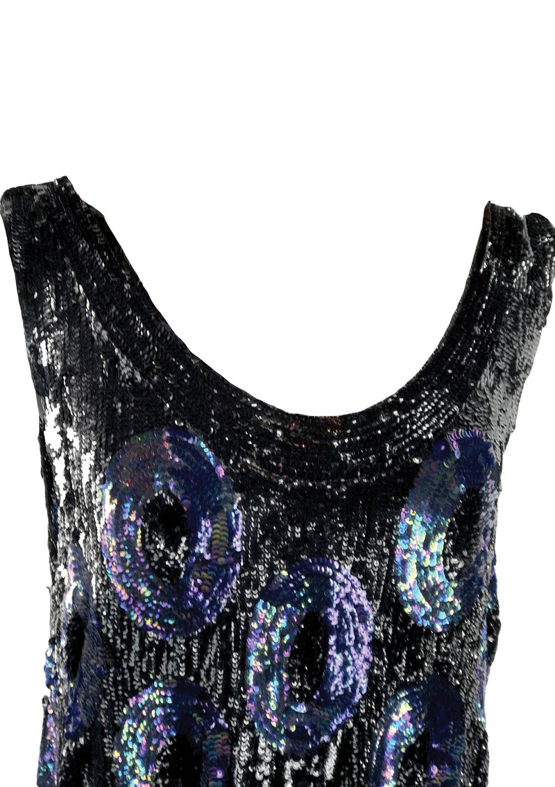 Vintage 1920s Black & Blue Sequins Party Dress  - New!