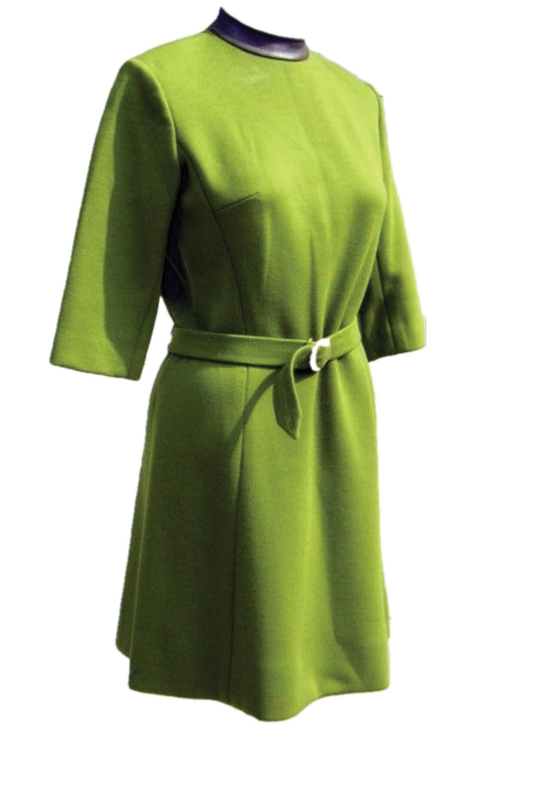 Designer Mod 1960s Green Dress and Coat Ensemble - New!