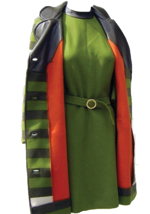 Designer Mod 1960s Green Dress and Coat Ensemble - New!