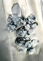 Vintage 1950s Silver Satin Applique Party Dress - New! (ON HOLD)