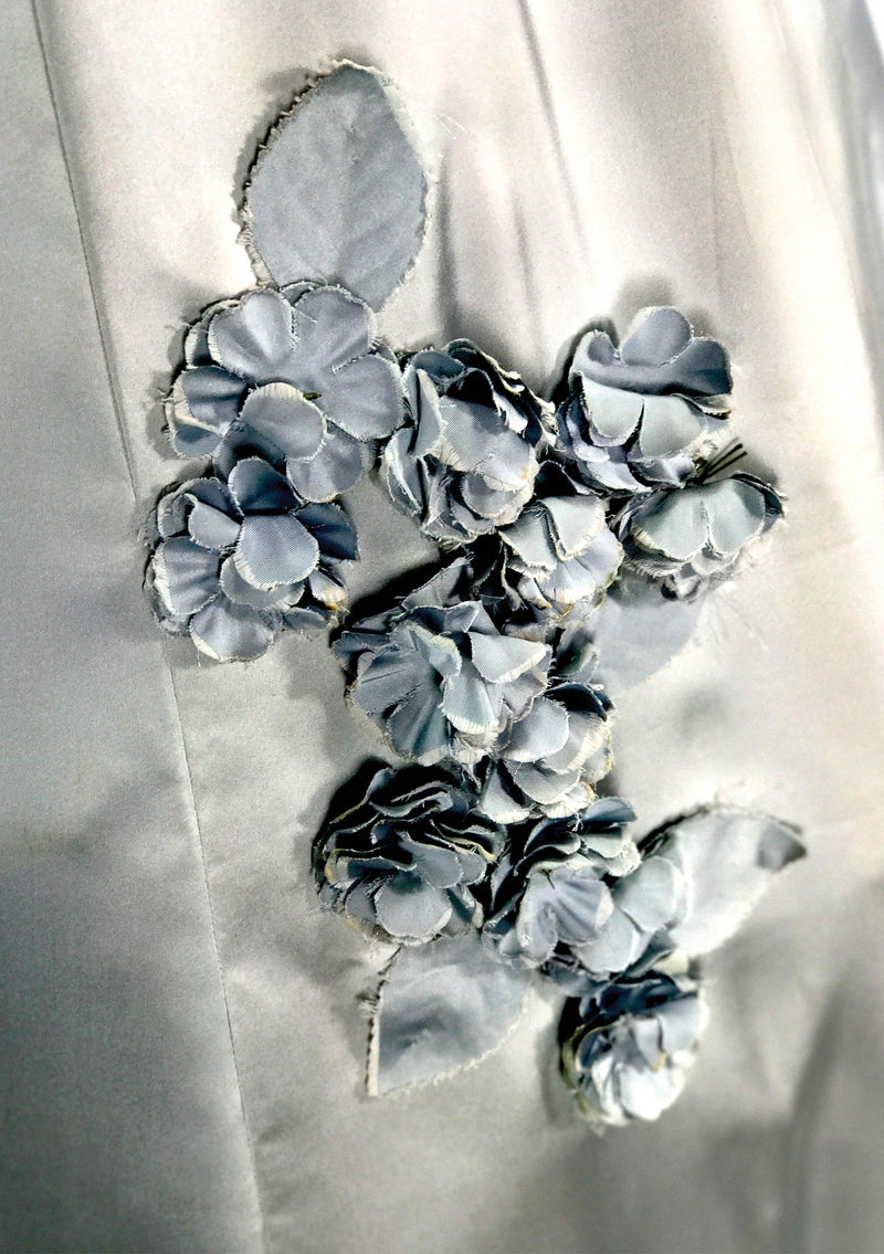 Vintage 1950s Silver Satin Applique Party Dress - New! (ON HOLD)