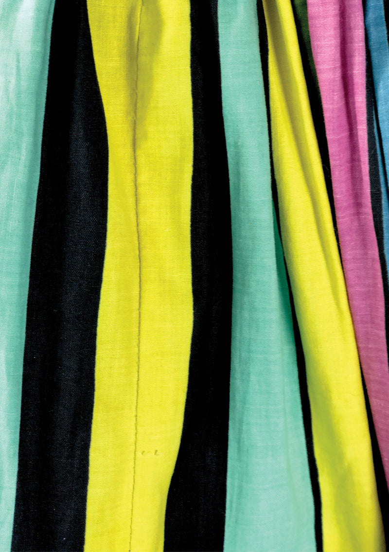 Vintage 1950s Black & Rainbow Stripes Cotton Skirt - New!