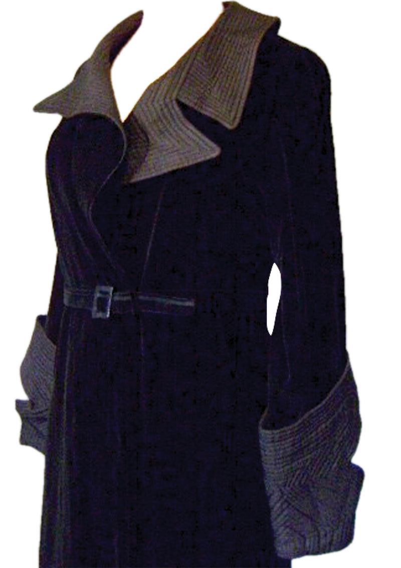 Sophisticated 1930s Art Deco Black Velvet Coat