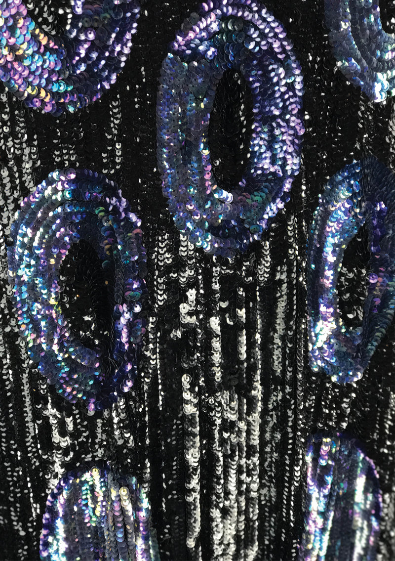 Vintage 1920s Black & Blue Sequins Party Dress  - New!