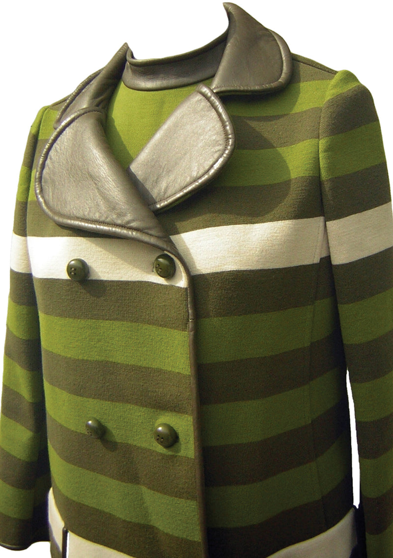 Designer Mod 1960s Green Dress and Coat Ensemble - New!