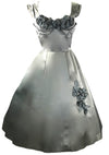 Vintage 1950s Silver Satin Applique Party Dress - New! (ON HOLD)