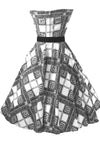 1950's Black/White Atomic Print Cotton Halter Dress  - New!