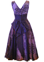 1950s Black Flocked Organza Party Dress