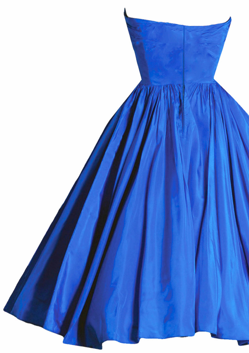 Vintage 1950s Sapphire Blue Taffeta Party Dress - New