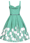 Recreation of 1950s Blue Green Tulip Border Day Dress - New!