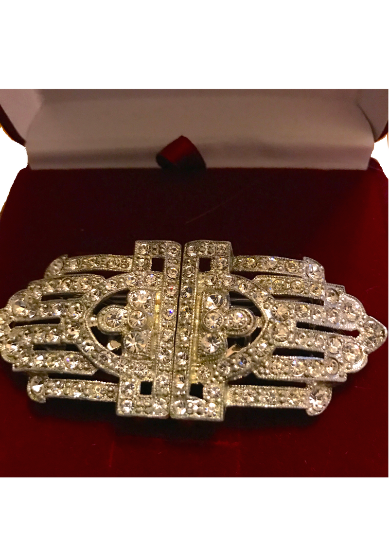 Outstanding 1930s Duette Rhinestone Brooch - New!
