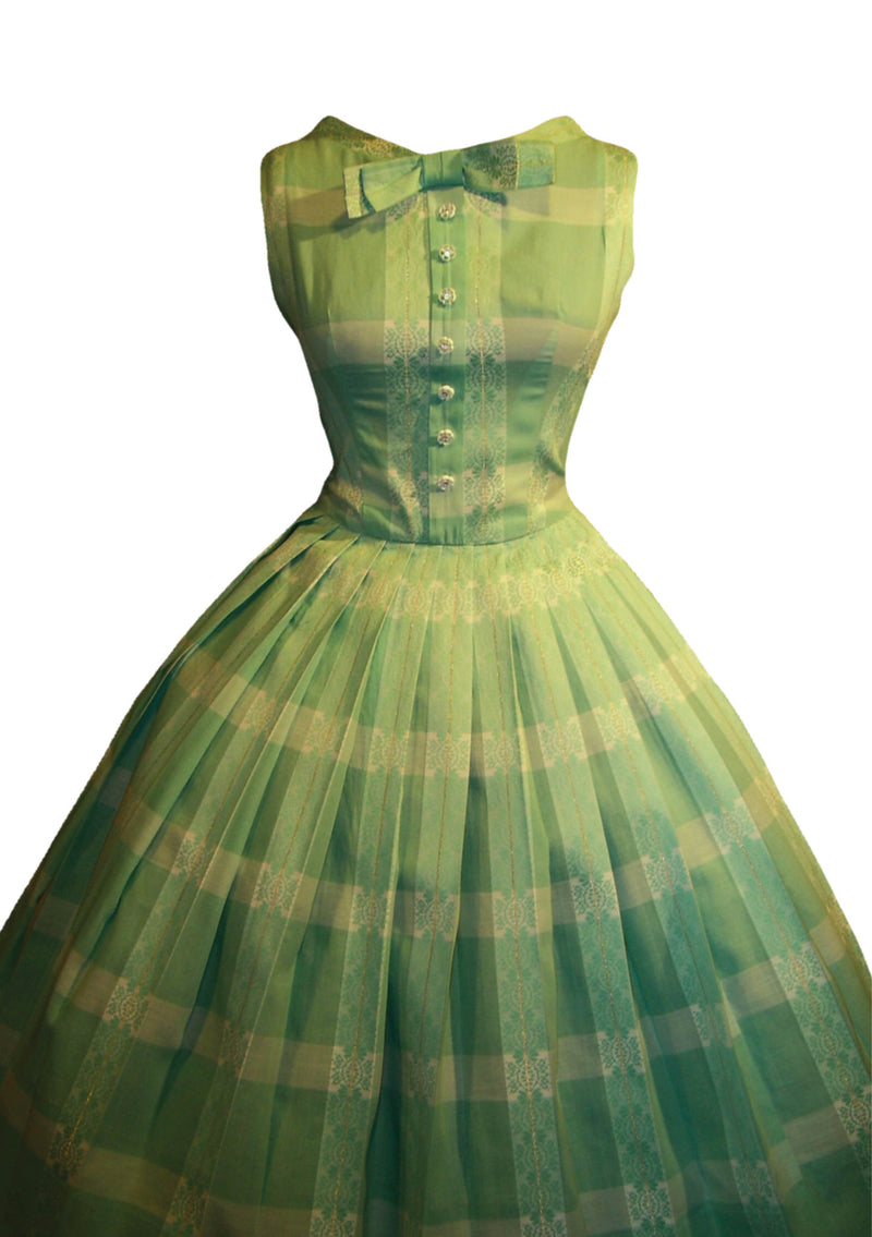 Vintage 1950s Seafoam Green Cotton Day Dress - Sold!