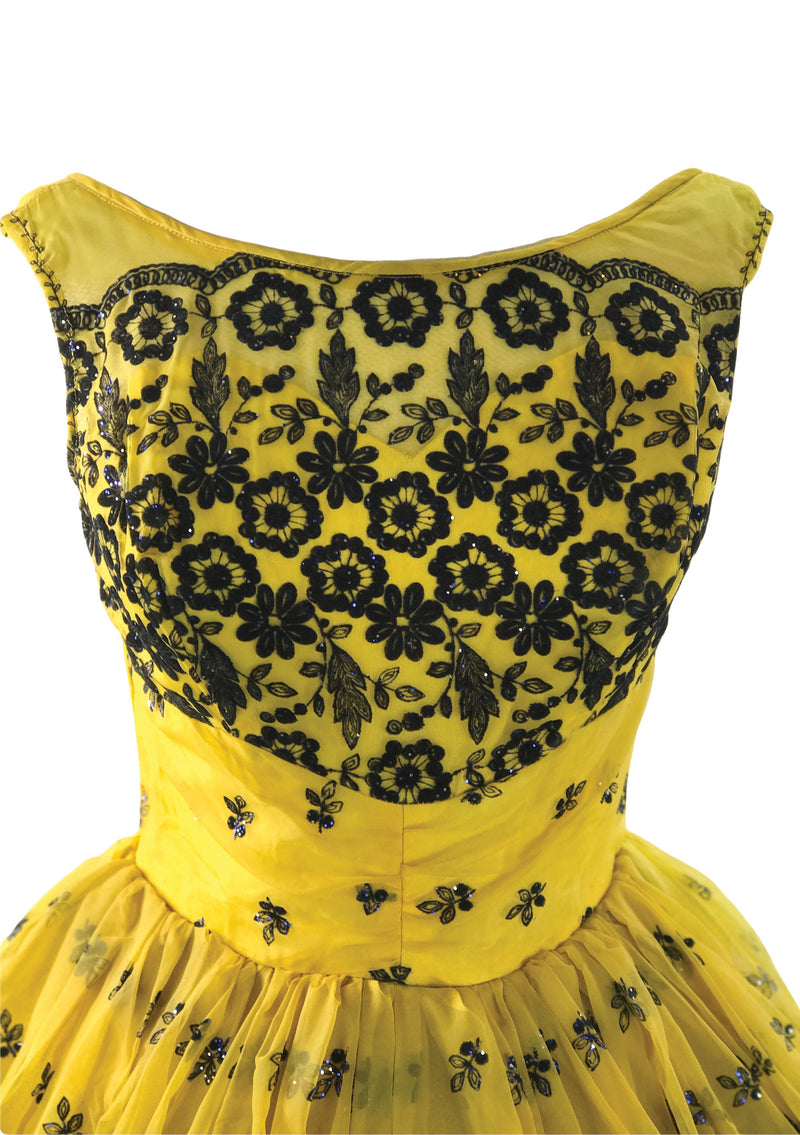 Vintage 1950s Gold Flocked Glitter Party Dress - New!