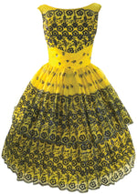 Vintage 1950s Gold Flocked Glitter Party Dress - New!
