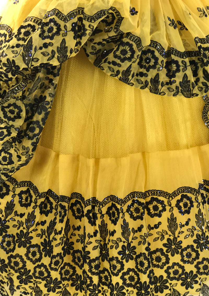 Vintage 1950s Gold Flocked Glitter Party Dress - New!