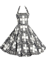 1950's Black/White Atomic Print Cotton Halter Dress  - New!