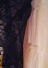 1950s Black Flocked Organza Party Dress