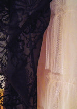 1950s Black Flocked Organza Party Dress