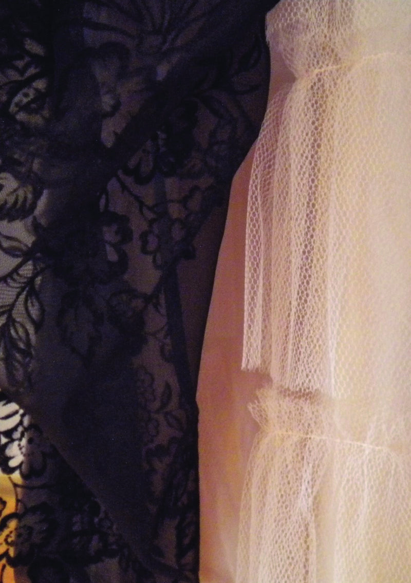 1950s Black Flocked Organza Party Dress