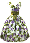 Vintage 1950s Purple Roses Silk Taffeta  Party Dress - New!
