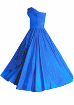 Vintage 1950s Sapphire Blue Taffeta Party Dress - New