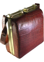 Vintage 1940s Burgundy Embossed Alligator Handbag  - New!