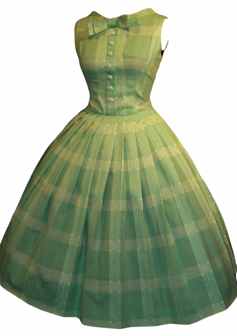 Vintage 1950s Seafoam Green Cotton Day Dress - Sold!