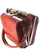 Vintage 1940s Burgundy Embossed Alligator Handbag  - New!
