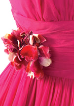 Vintage 1950s Fuchsia Pink Chiffon Party Dress - New!