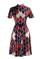 Vintage 1960 Red, White & Blue Geometric Mod Dress- New!